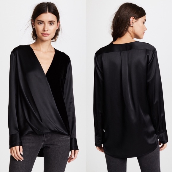 RAG & BONE Victor Black Silk Velvet Wrap Top Sz XS 
NWOT - Picture 1 of 5